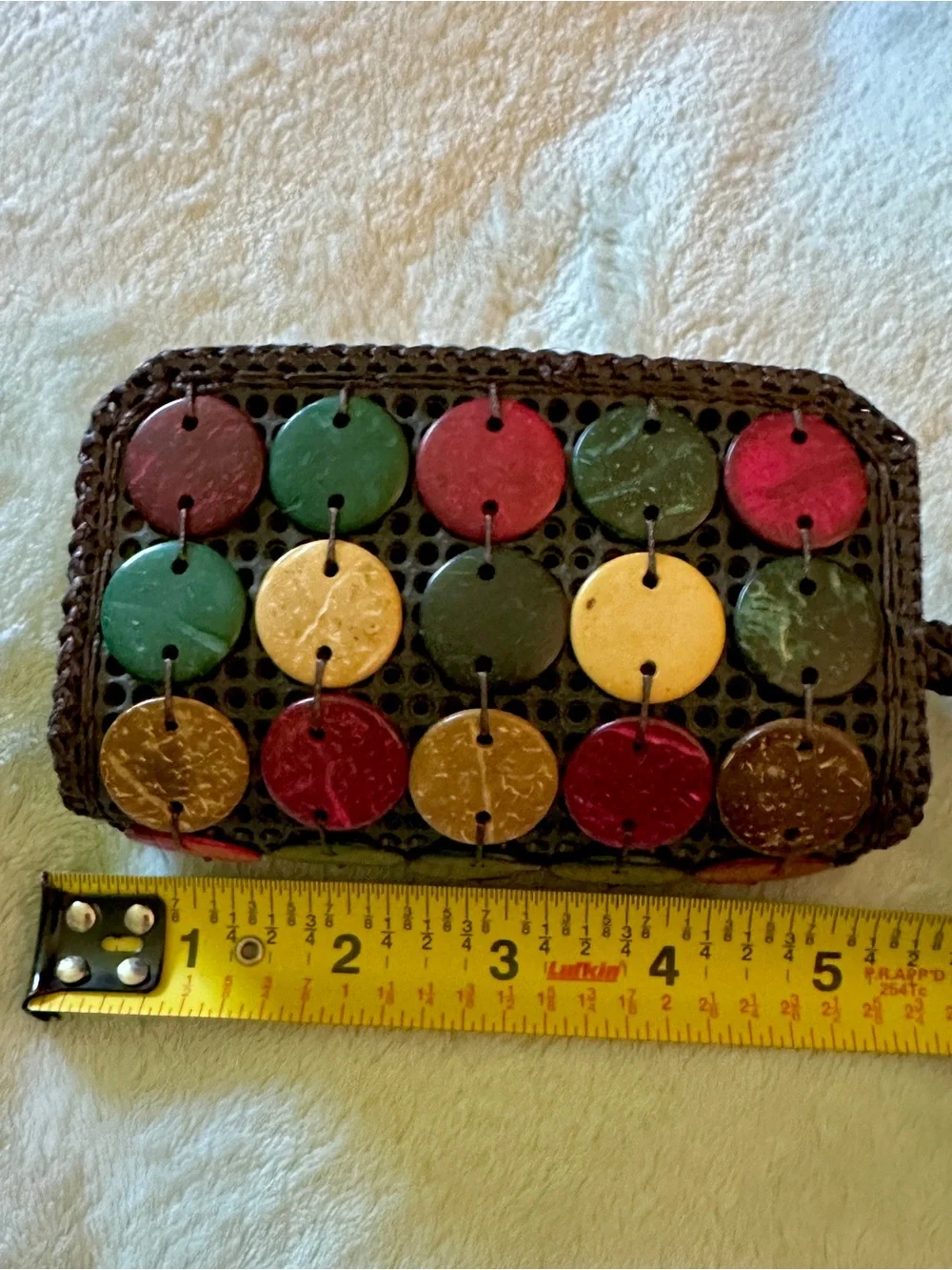 Vintage Carribean Wristlet with Smooth Colorful Coconut Shell Coins